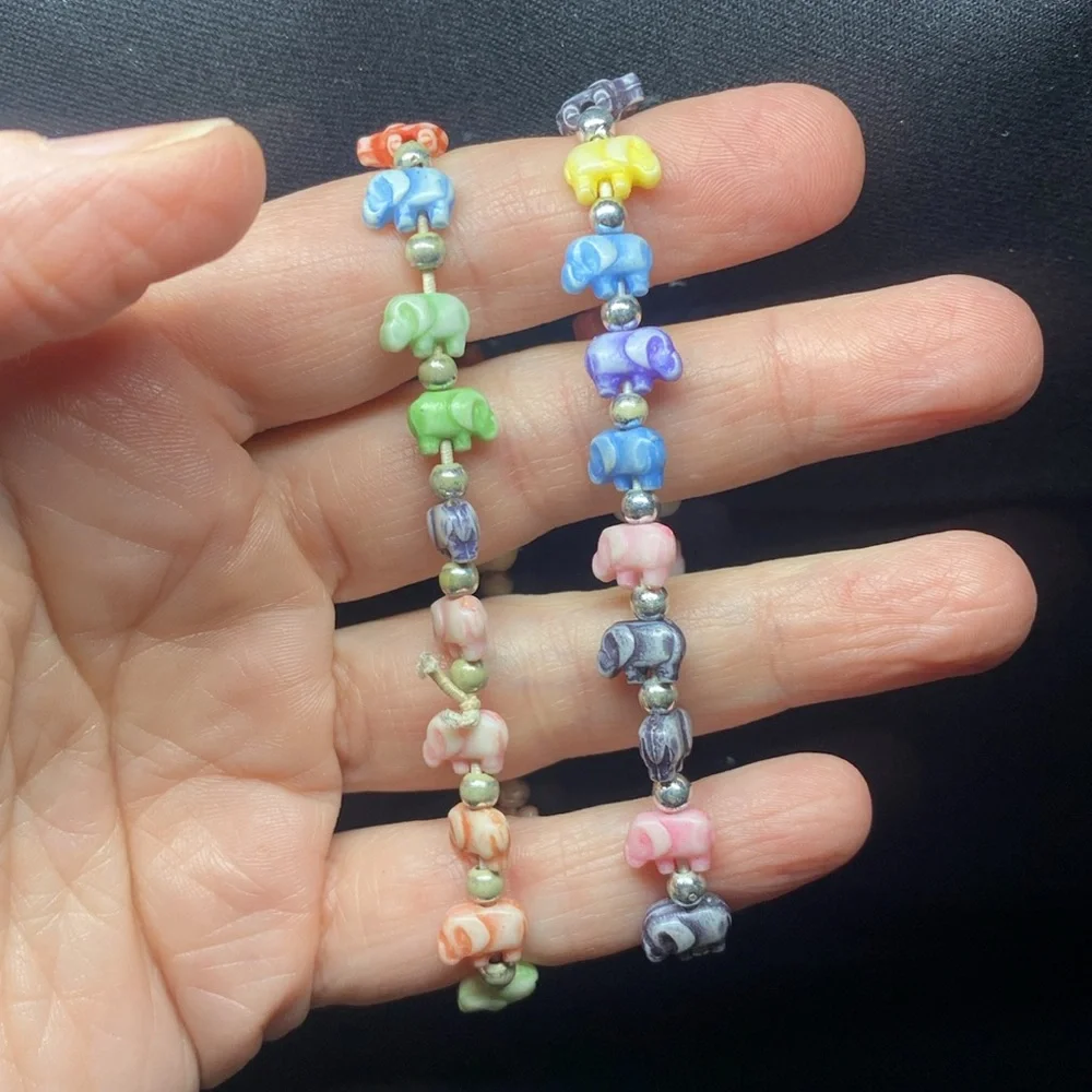 Hand Crafted Colorful Kids Elephant Beaded Bracelet